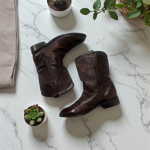 Ben Miller Men's Dark Brown Leather Cowboy Boots, Classic Style, Size 12 EE - Picture 4 of 8